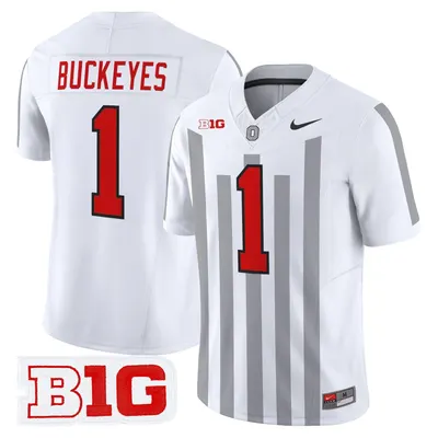 #1 Buckeyes Ohio State Buckeyes Throwback Jersey Stitched - White