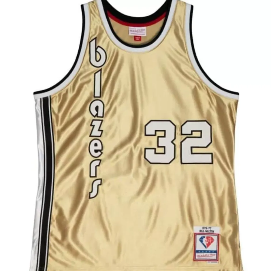 75Th Anniversary Gold Bill Walton Portland Trail Blazers 1976-77 Jersey