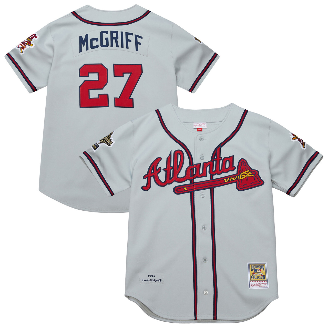 Atlanta Braves Fred Mcgriff Gray 1995 Throwback Stadium Jersey - Men / Women / Youth