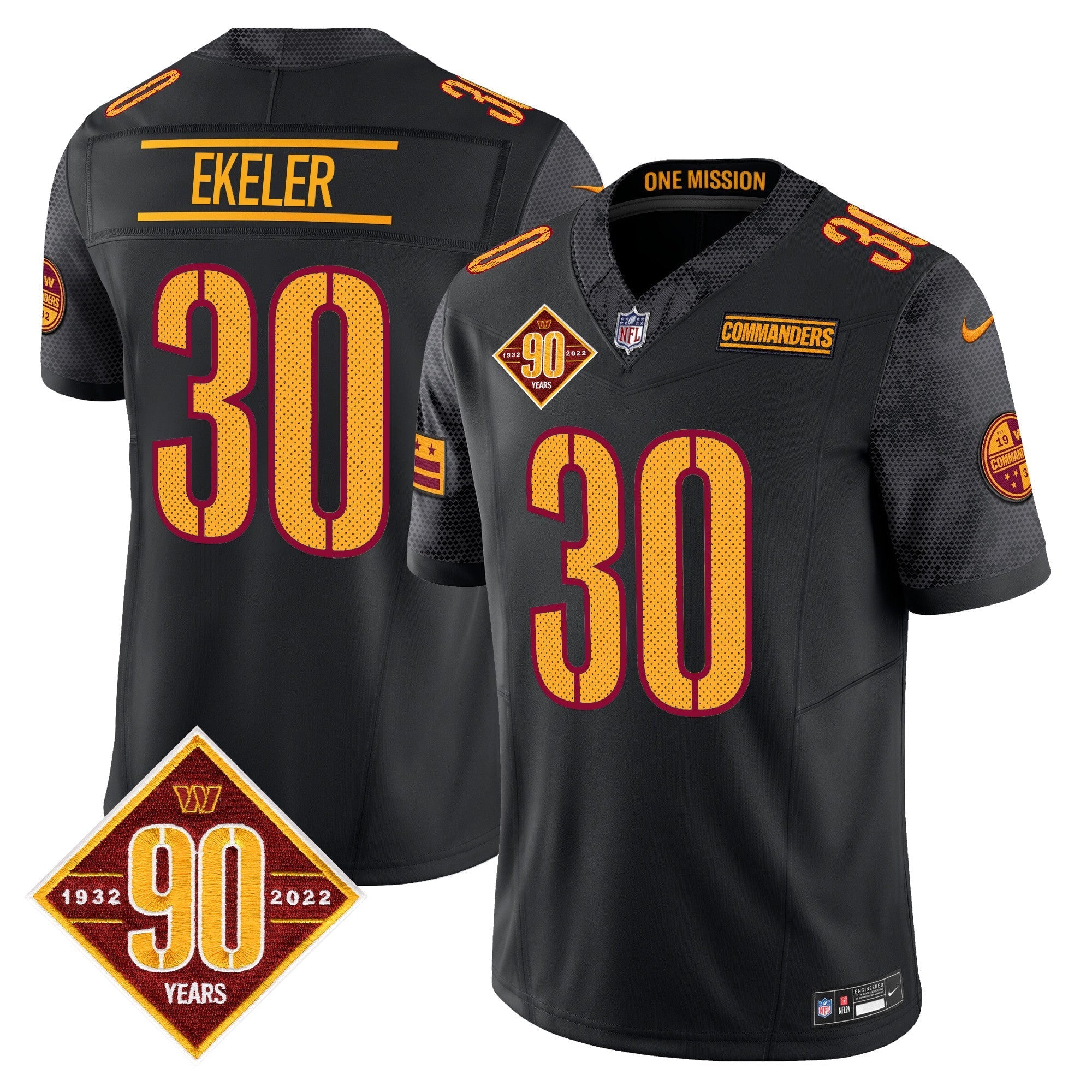 Austin Ekeler Washington Commanders 90th Anniversary Jersey Stitched - Black