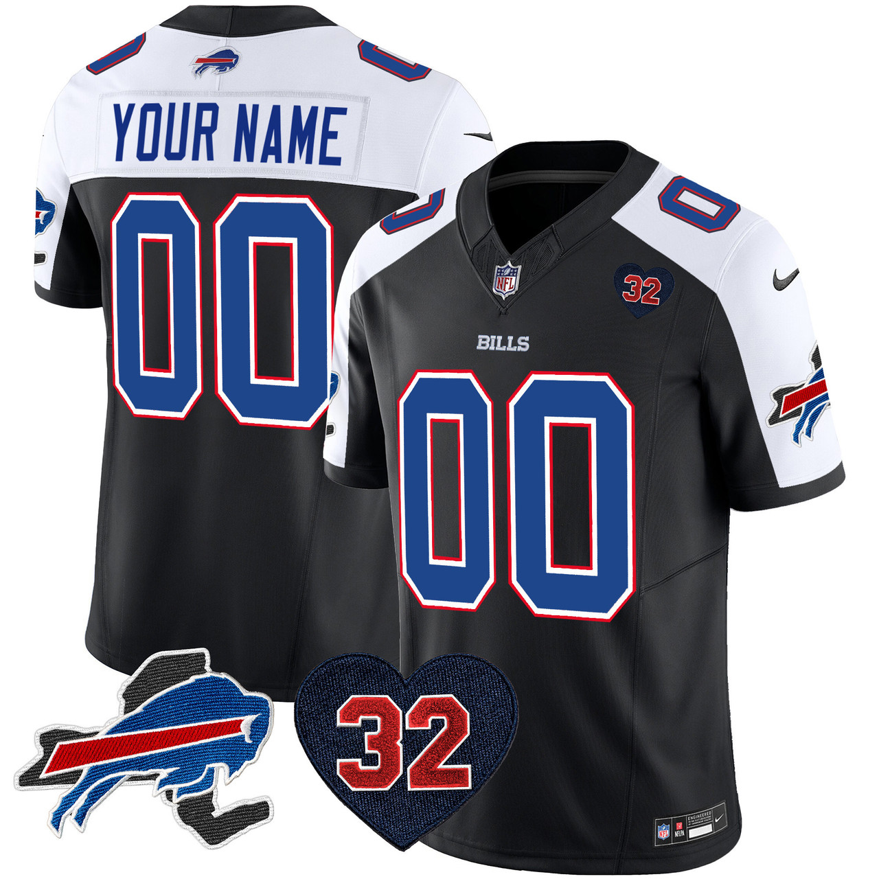 Bills OJ Simpson Patch Gold Custom Limited Jersey