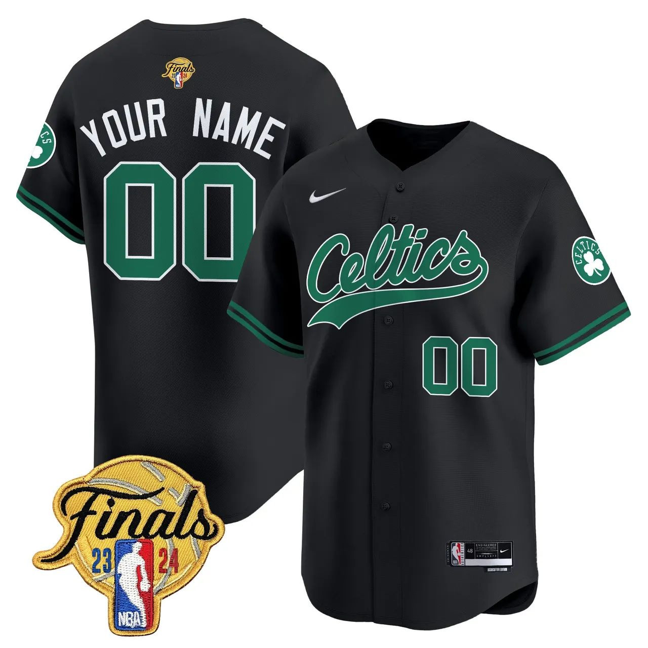Boston Celtics 2024 NBA Finals Patch Trophy Patch Swingman Custom Jersey - Statement