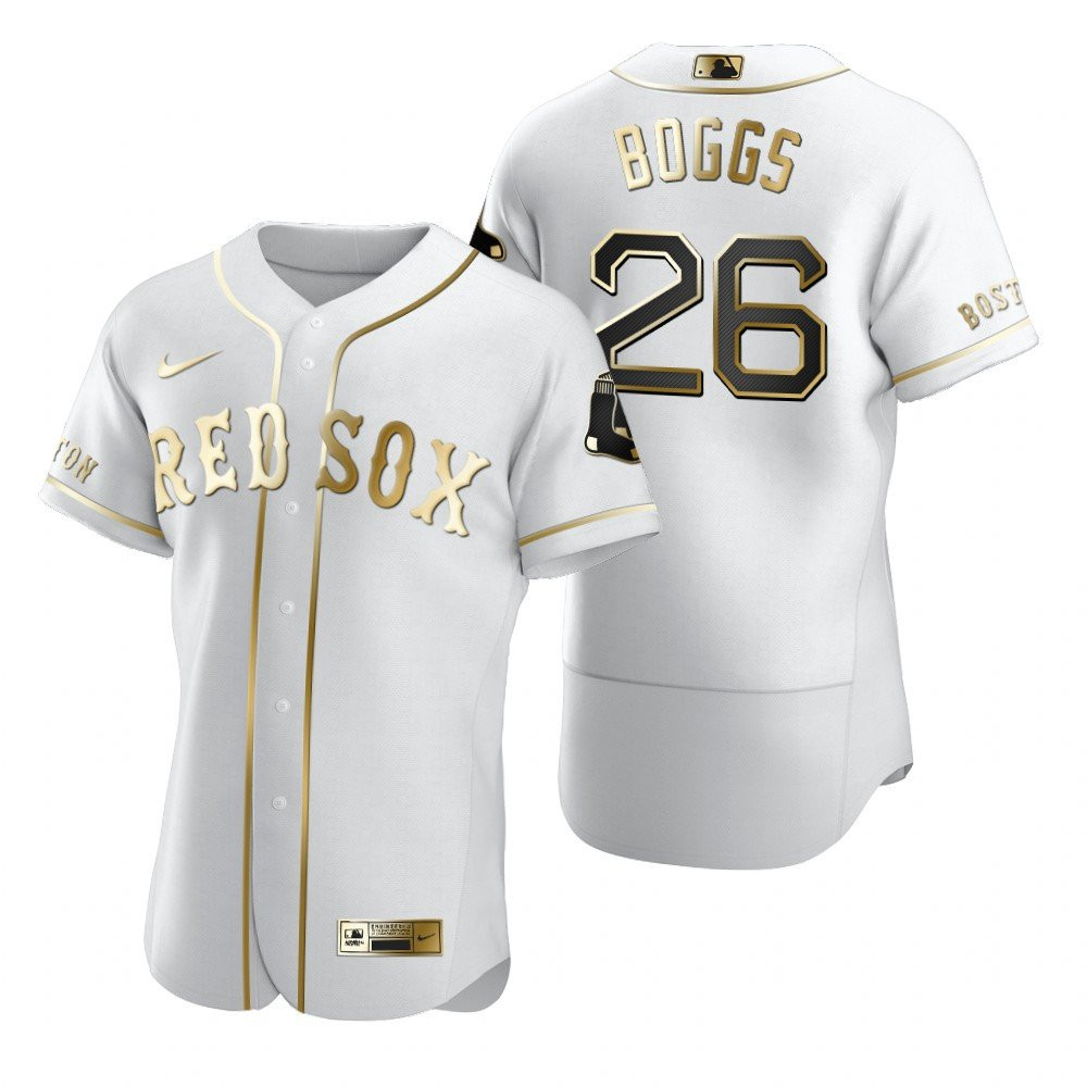 Boston Red Sox 26 Wade Boggs MLB Golden Edition White Stadium Jersey - Men / Women / Youth