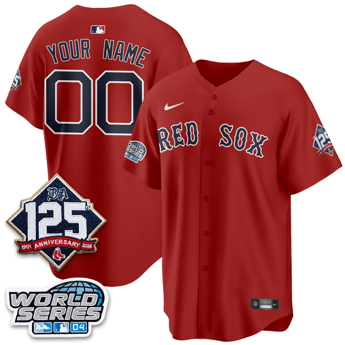 Boston Red Sox Throwback 2004 Custom Jersey Stitched - Red