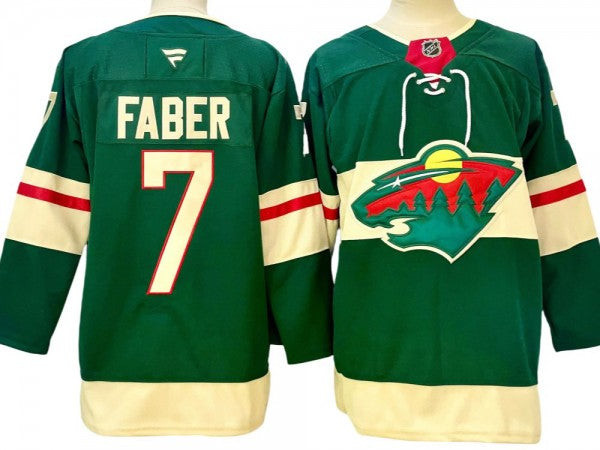 Brock Faber #7 Minnesota Wild 2024 Home Premier Breakaway Jersey - Green