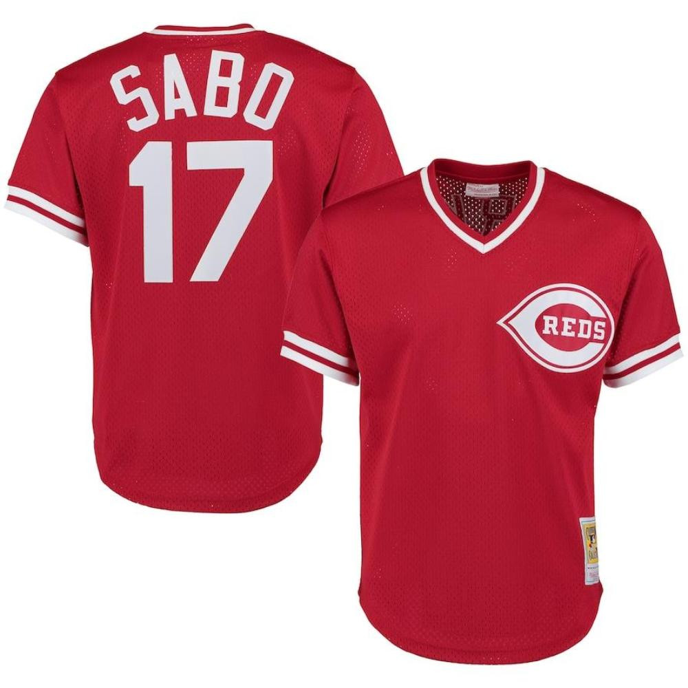 Chris Sabo #17 Cincinnati Reds Throwback Mesh Pullover Limited Jersey - Red