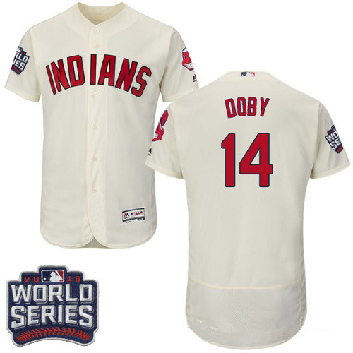 Cleveland Indians 14 Larry Doby Cream 2016 World Series Patch Stitched MLB Stadium Jersey - Men / Women / Youth
