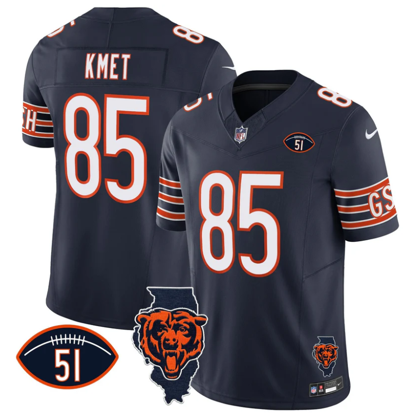 Cole Kmet #85 Chicago Bears Illinois Patch Limited Jersey - Navy
