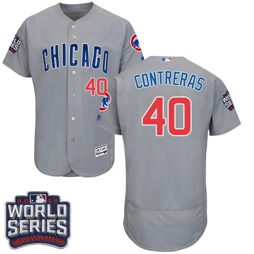 Cubs 40 Willson Contreras Grey Road 2016 World Series Bound Stitched MLB Stadium Jersey - Men / Women / Youth
