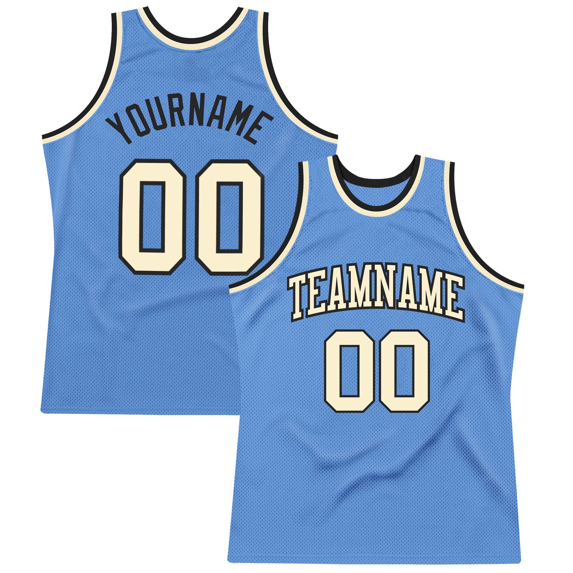 Custom Light Blue Cream-Black Throwback Basketball Jersey