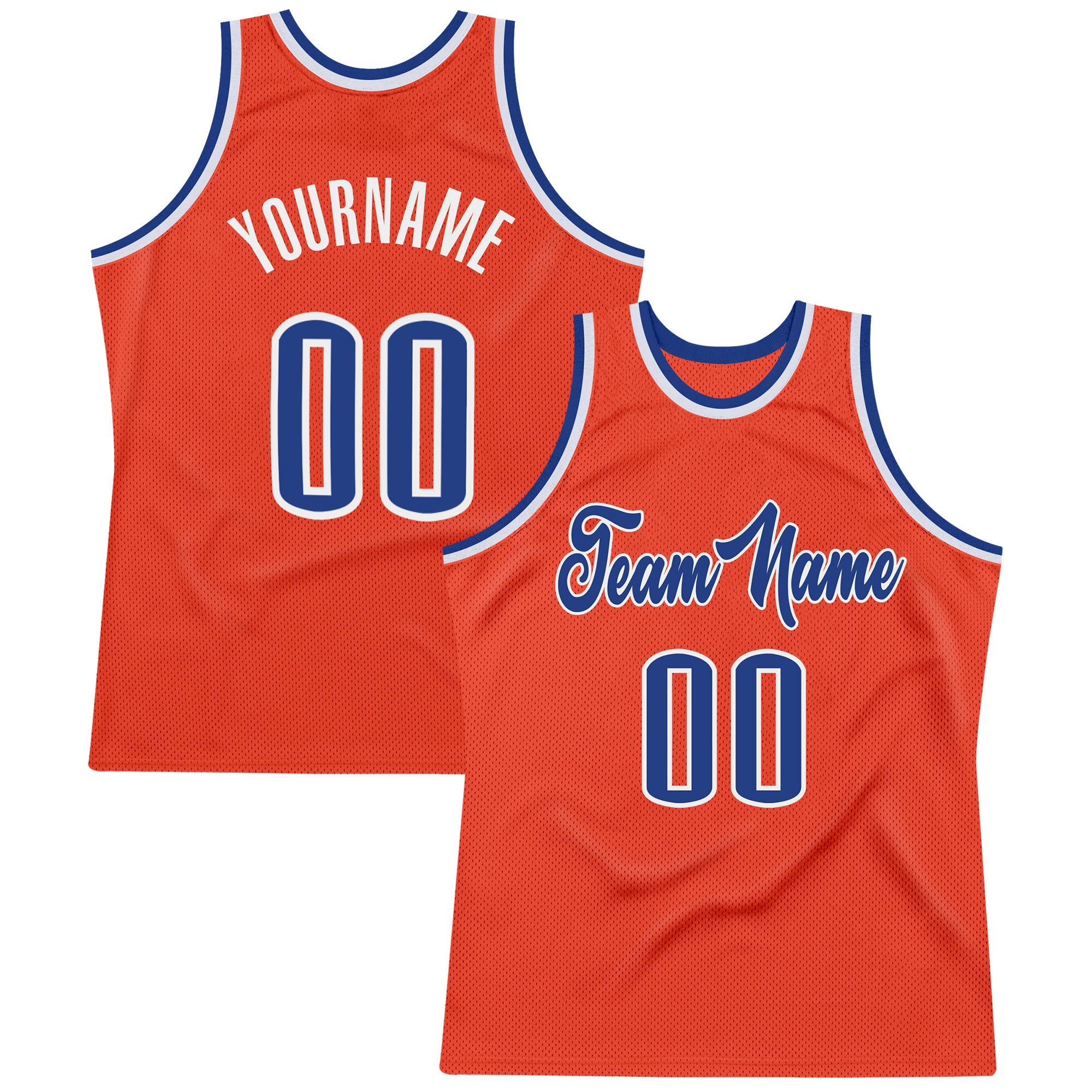 Custom Orange Royal-White Throwback Basketball Jersey - Script Lettering