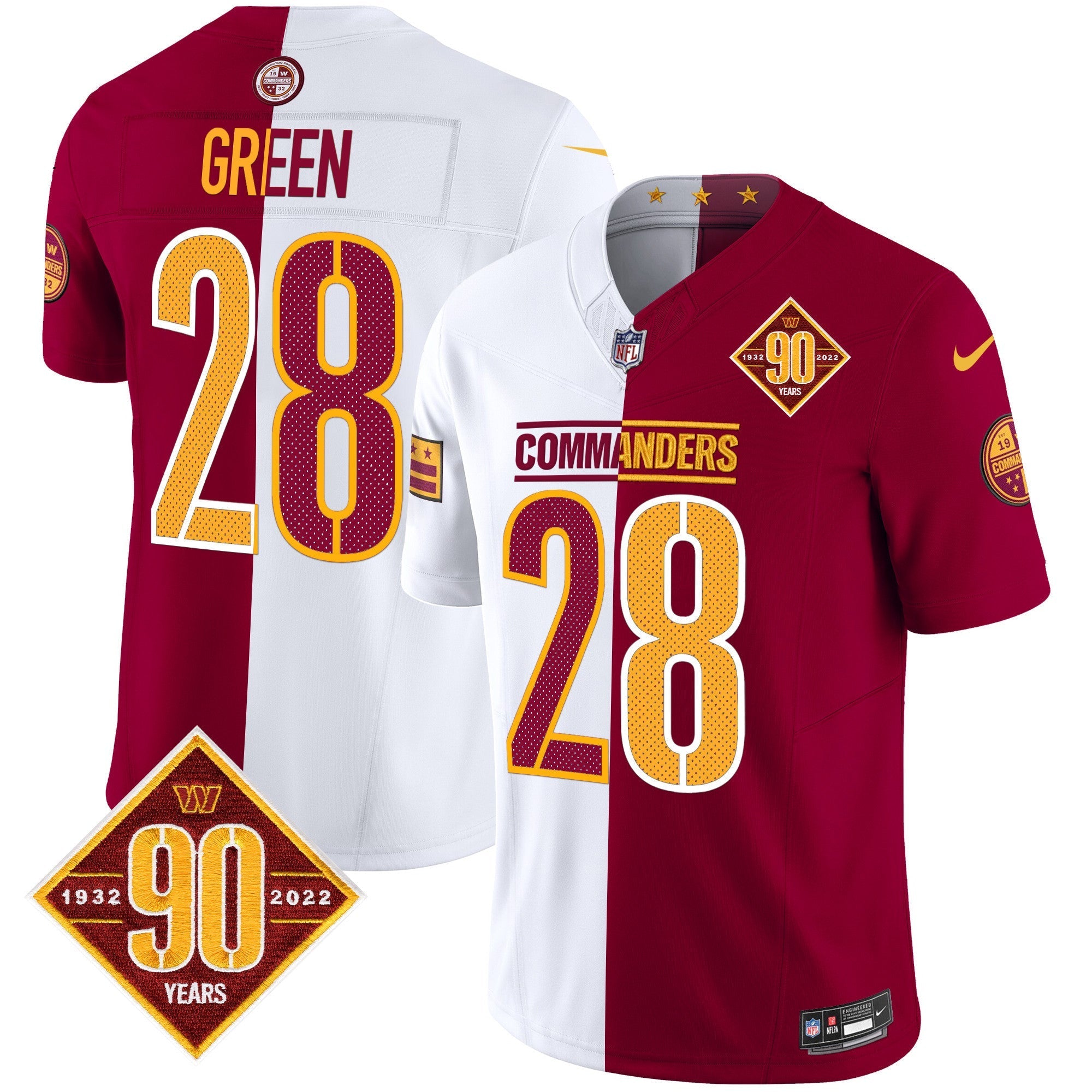 Darrell Green Washington Commanders 90th Anniversary Jersey Stitched - Half