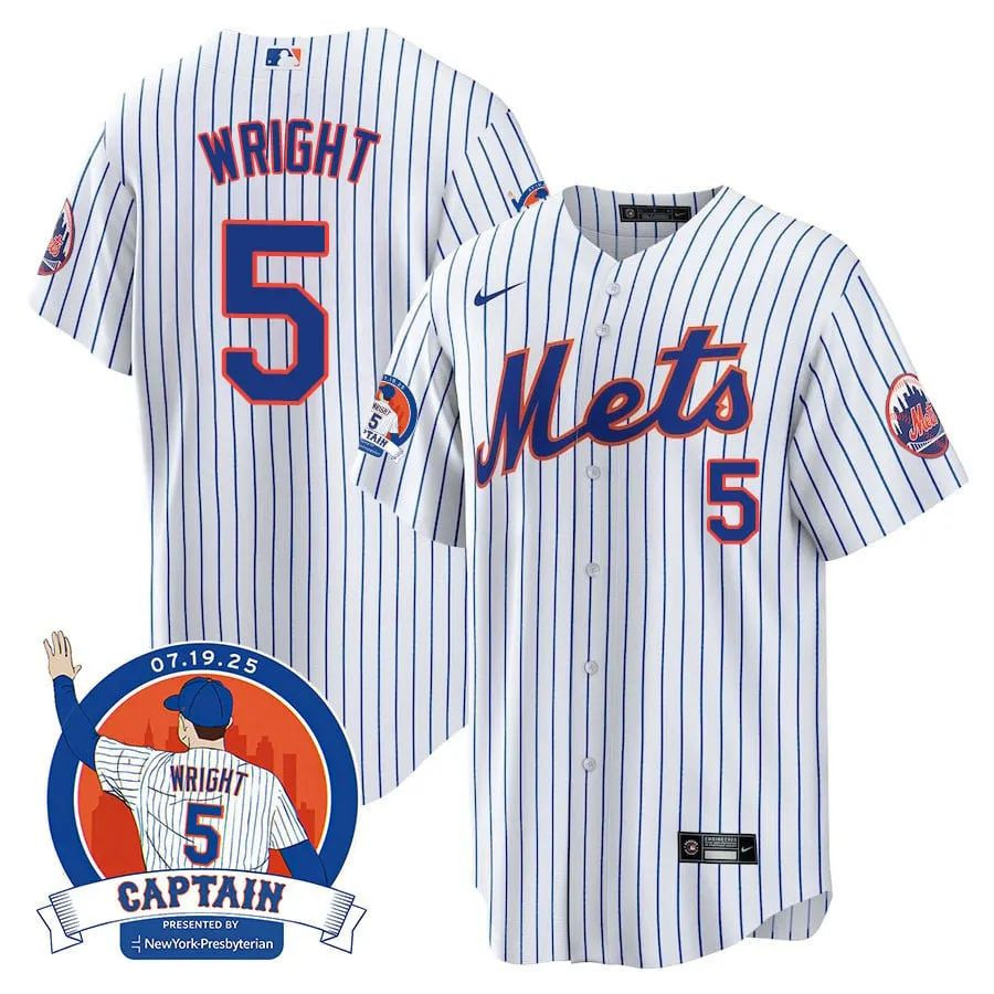 David Wright #5 New York Mets David Wright "Mets Legend" Jersey - White Pinstripe