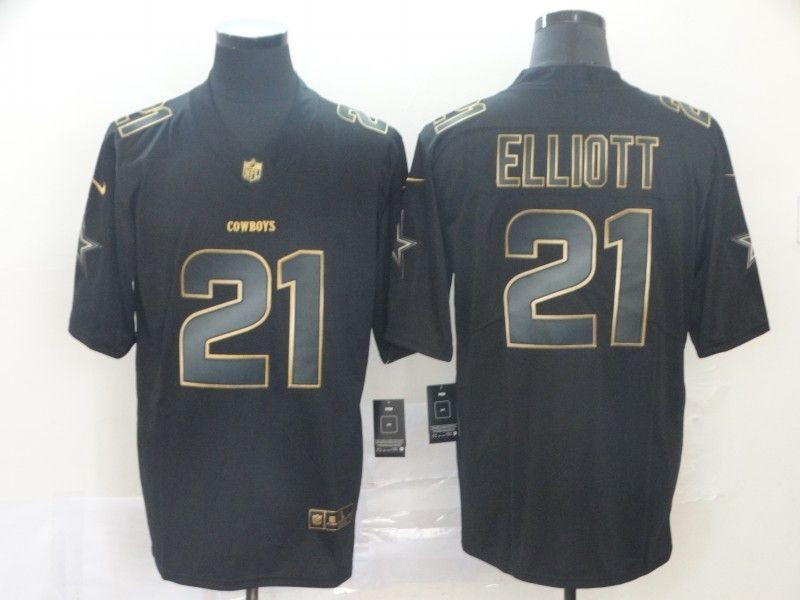 Ezekiel Elliott 21 Dallas Cowboys Explosion Legendary Gold Black Limited Jersey