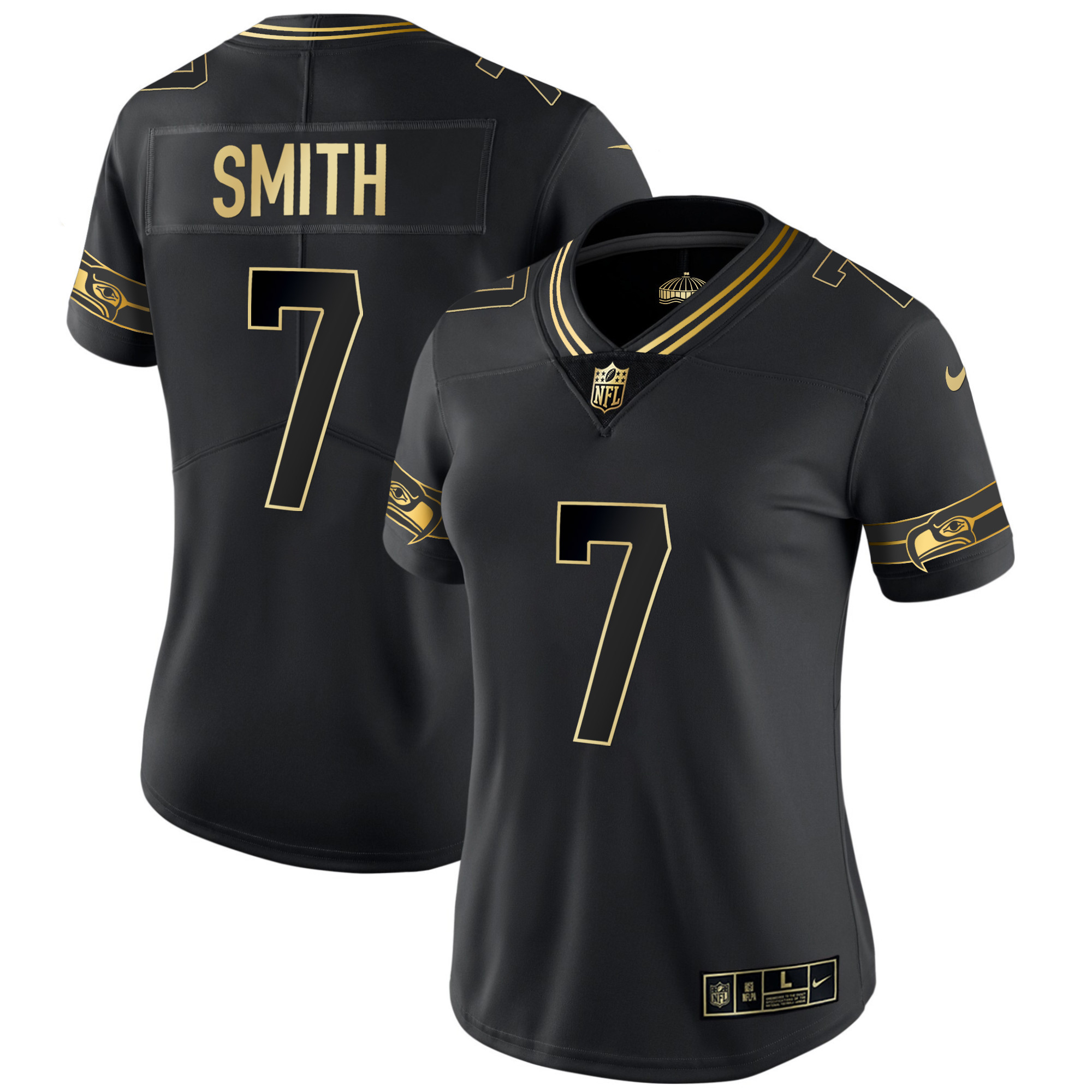 Geno Smith Women's Seattle Seahawks Throwback Gold Black Gold Jersey