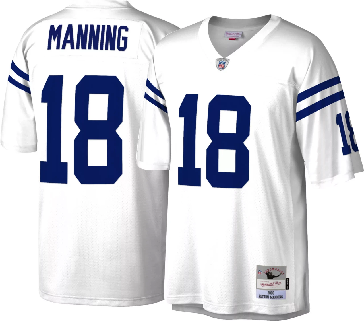 Indianapolis Colts Peyton Manning 18 White 2006 Throwback Limited Jersey