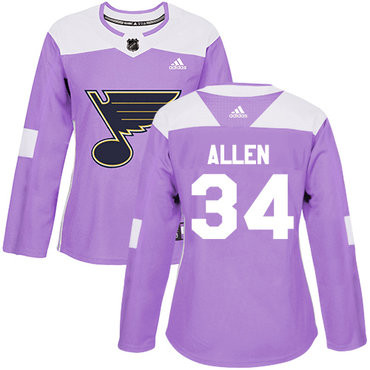 Jake Allen #34 St. Louis Blues Stlouis Fights Cancer Jersey - Purple
