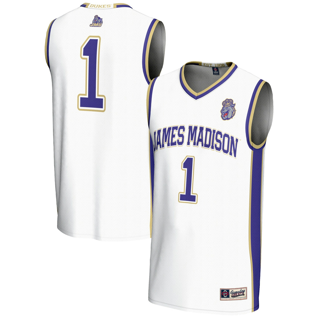 James Madison Dukes #1 Gameday Greats Limited Lightweight Basketball Jersey - White