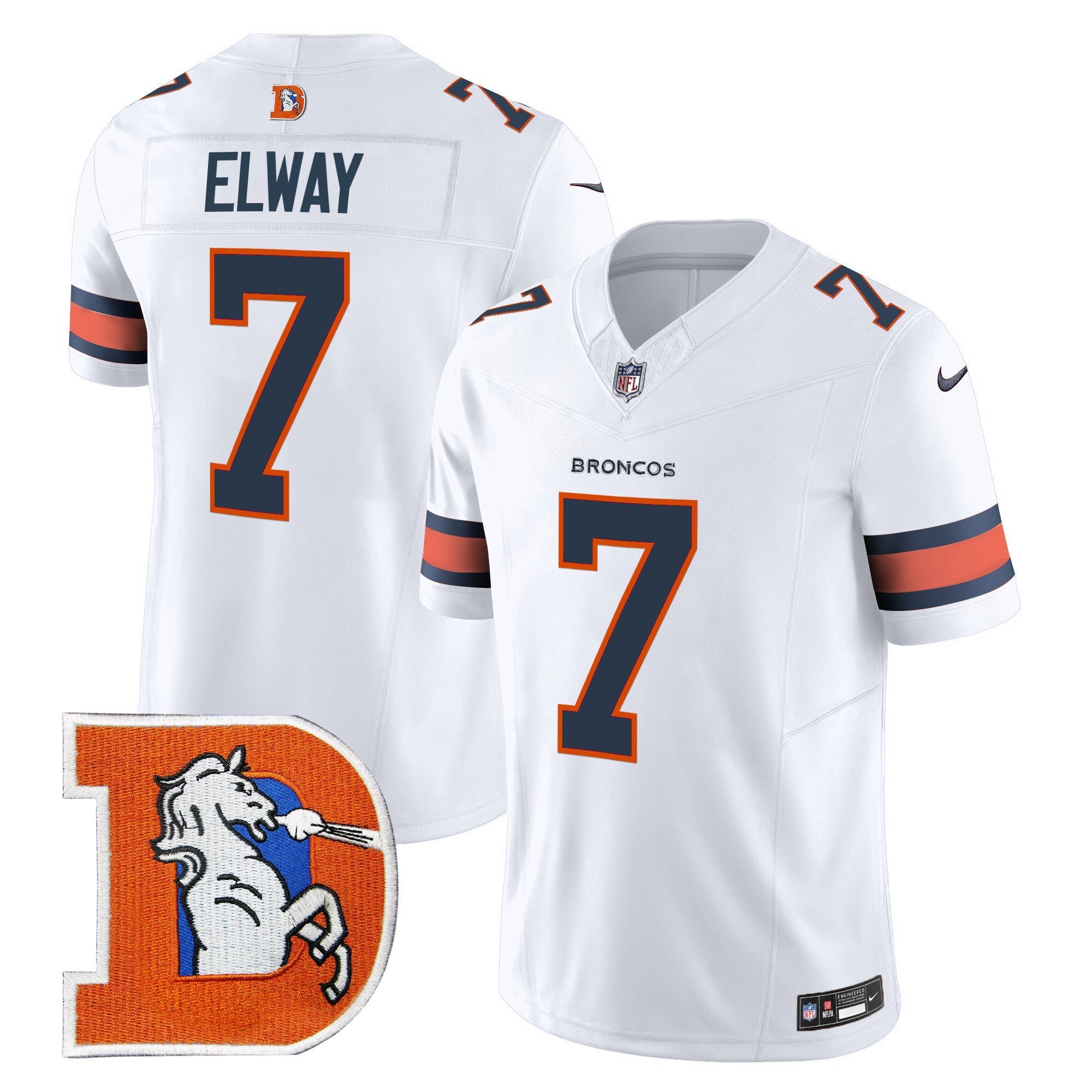 John Elway Denver Broncos Throwback Jersey Stitched - White