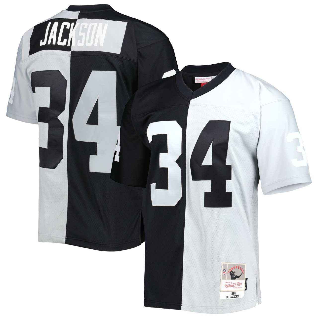 Las Vegas Raiders Bo Jackson Black and Silver 1988 Split Legacy Limited Jersey