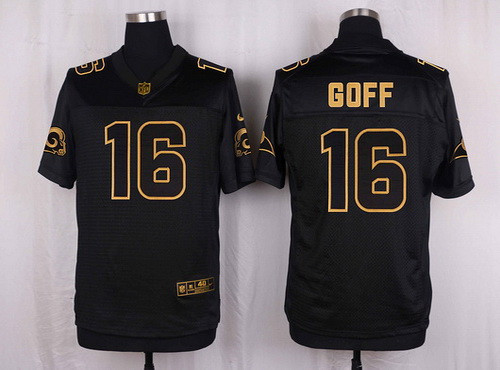 Los Angeles Rams 16 Jared Goff Black With Gold Limited Jersey