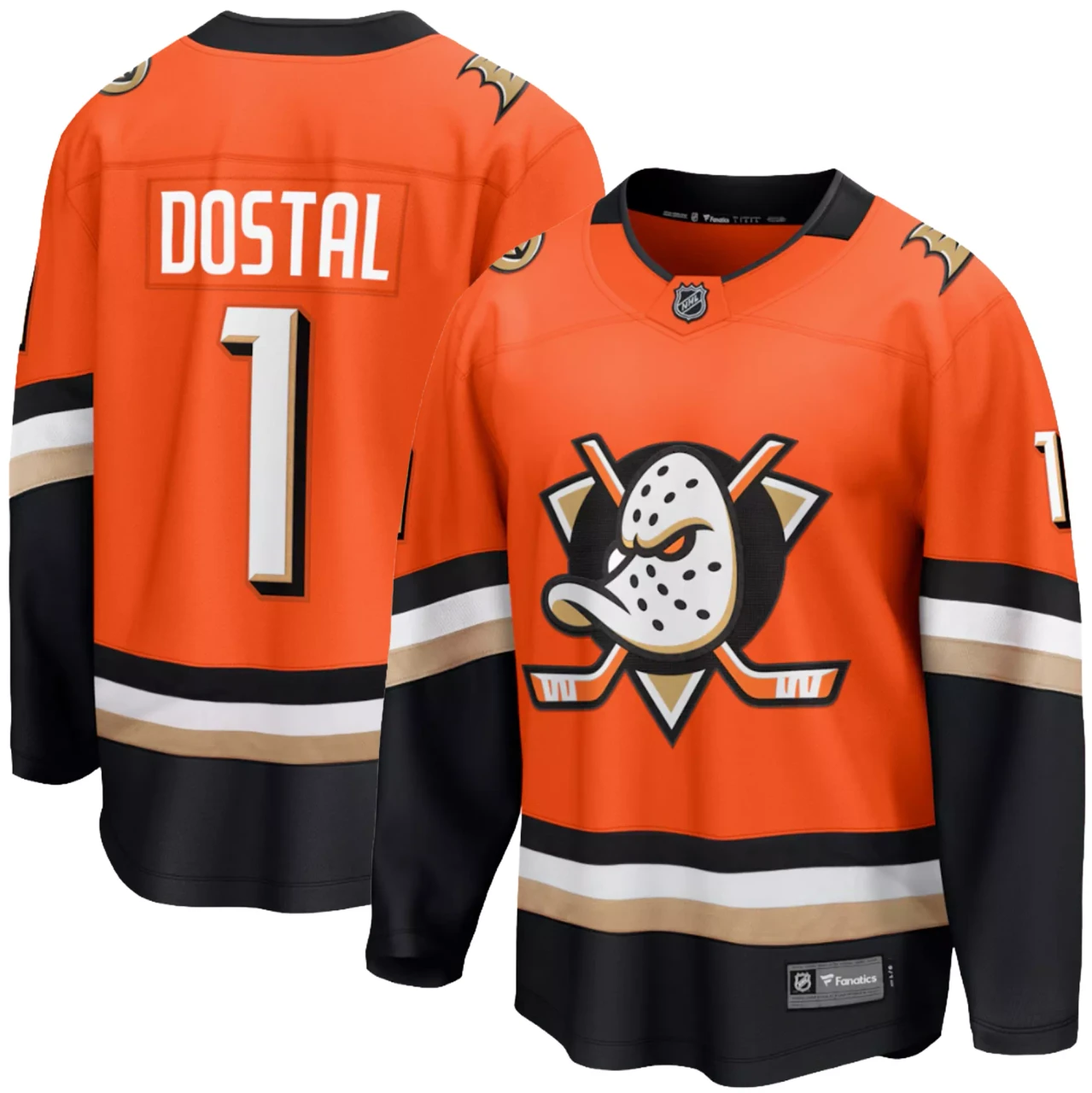 Luke Dostal #1 Anaheim Ducks Home Premier Breakaway Jersey - Orange