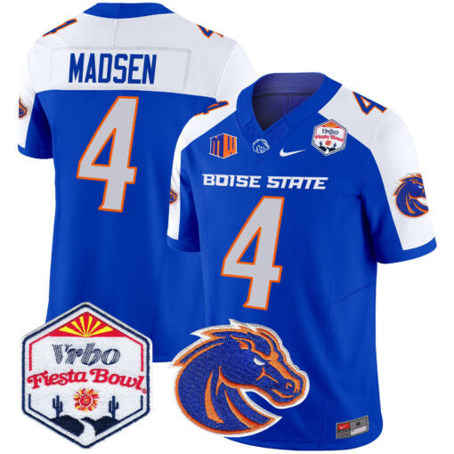 Maddux Madsen #4 Boise State Broncos 2025 Fiesta Bowl Patch Vapor Limited Jersey - Royal