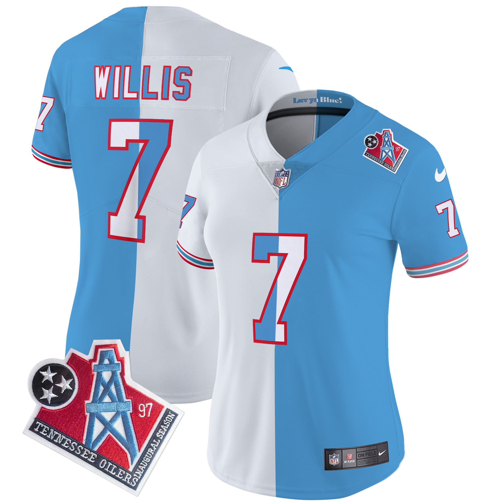 Malik Willis Women's Tennessee Titans 1997 Throwback Limited Split Jersey