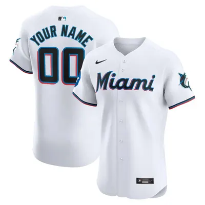 Miami Marlins White Home Custom Patch Stadium Jersey