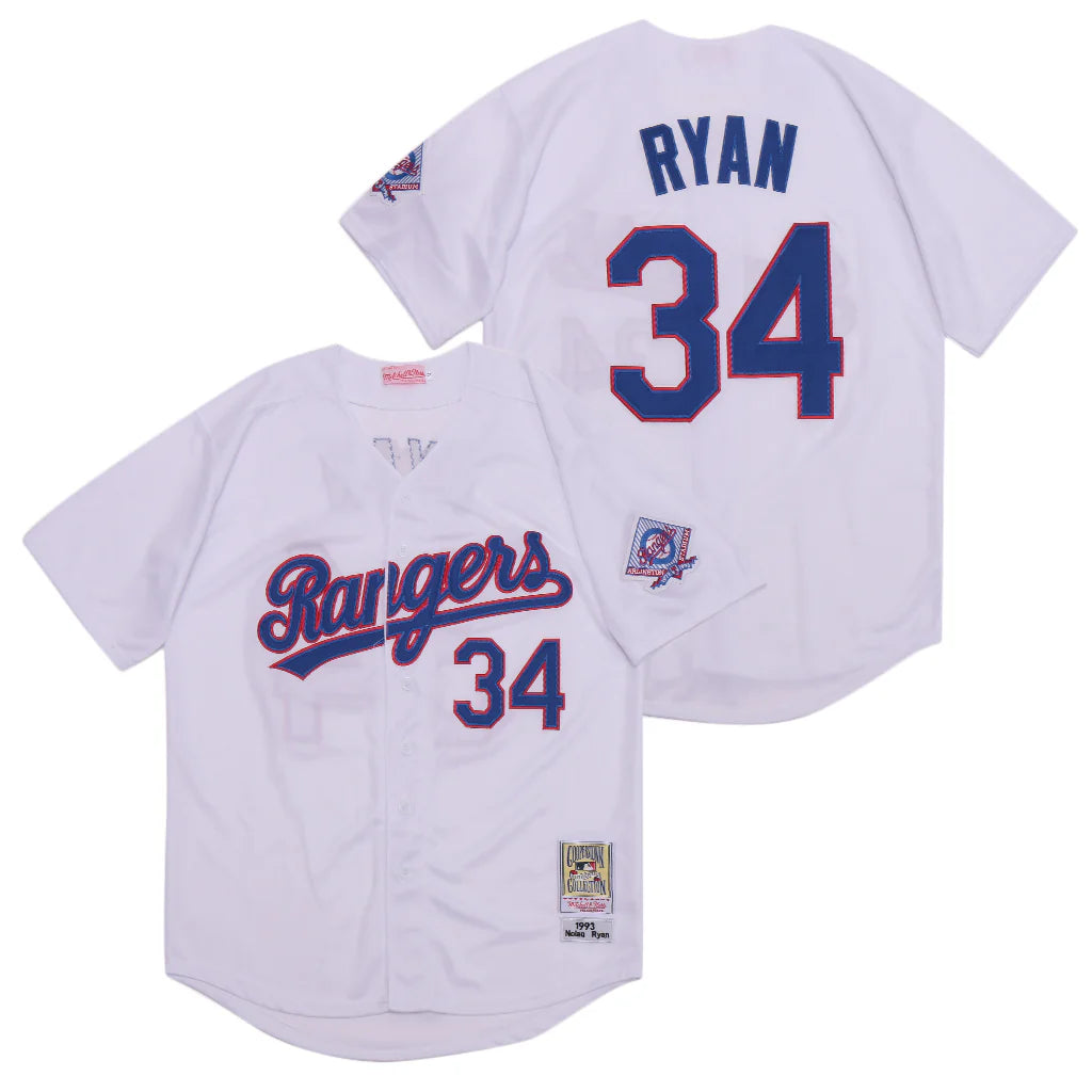 Nolan Ryan Texas Rangers Jersey - White - Blue Script