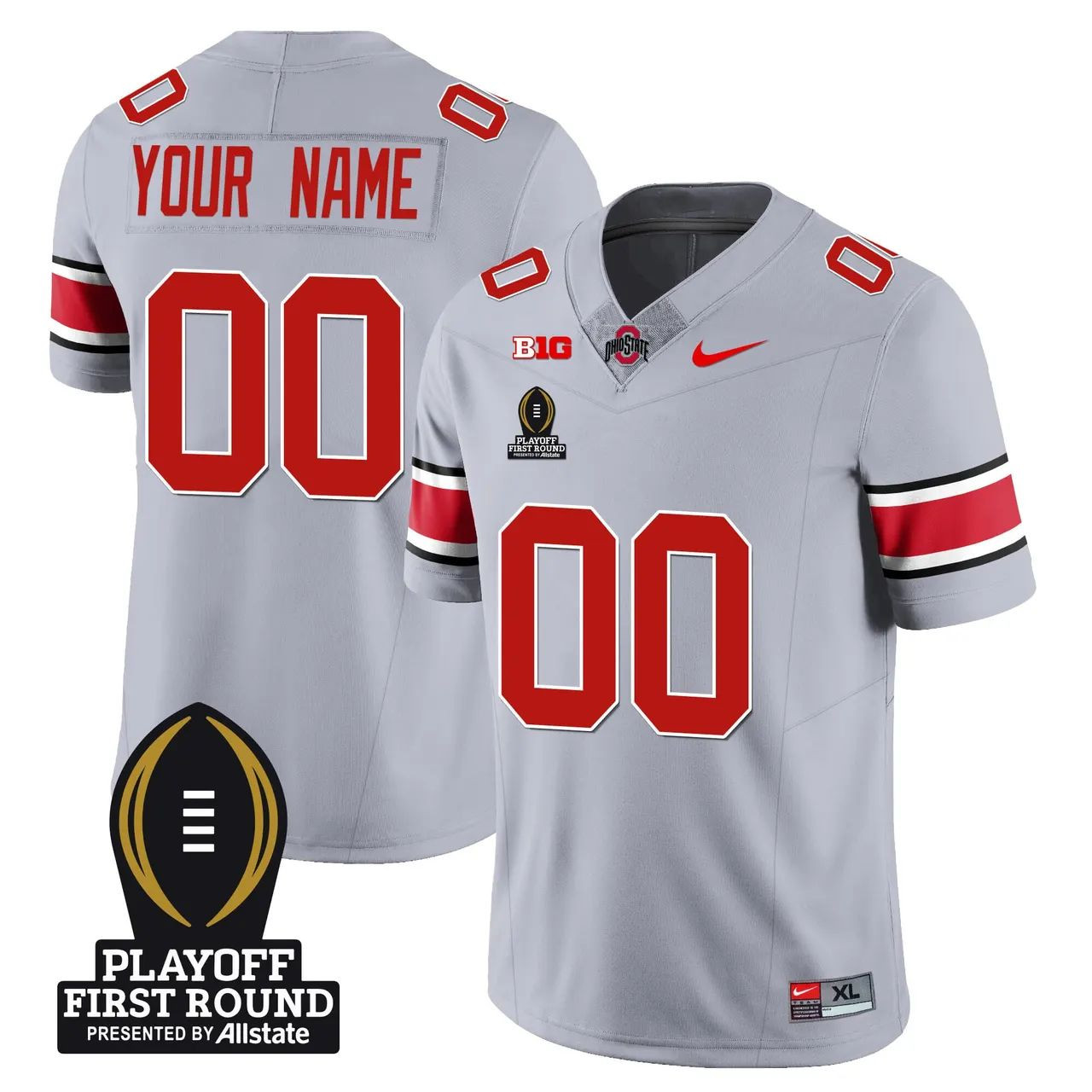 Ohio State Buckeyes Playoff First Round Patch Limited Jersey - Gray
