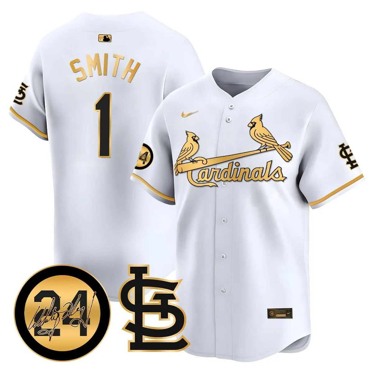 Ozzie Smith #1 St. Louis Cardinals 2024 Limited Jersey - White Gold