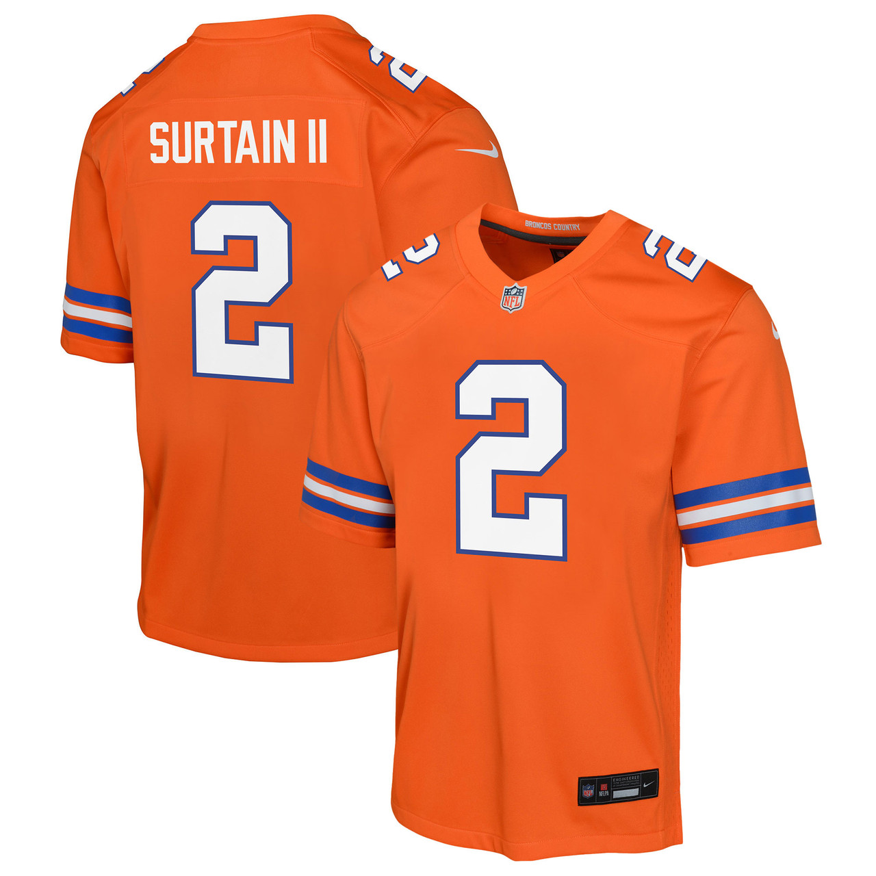 Patrick Surtain II Denver Broncos Mile High Collection 1977 Throwback Orange Limited Football Jersey