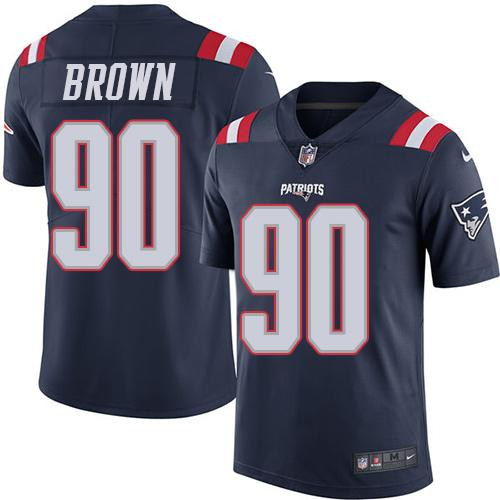 Patriots 90 Malcom Brown Navy Blue Rush Limited Jersey