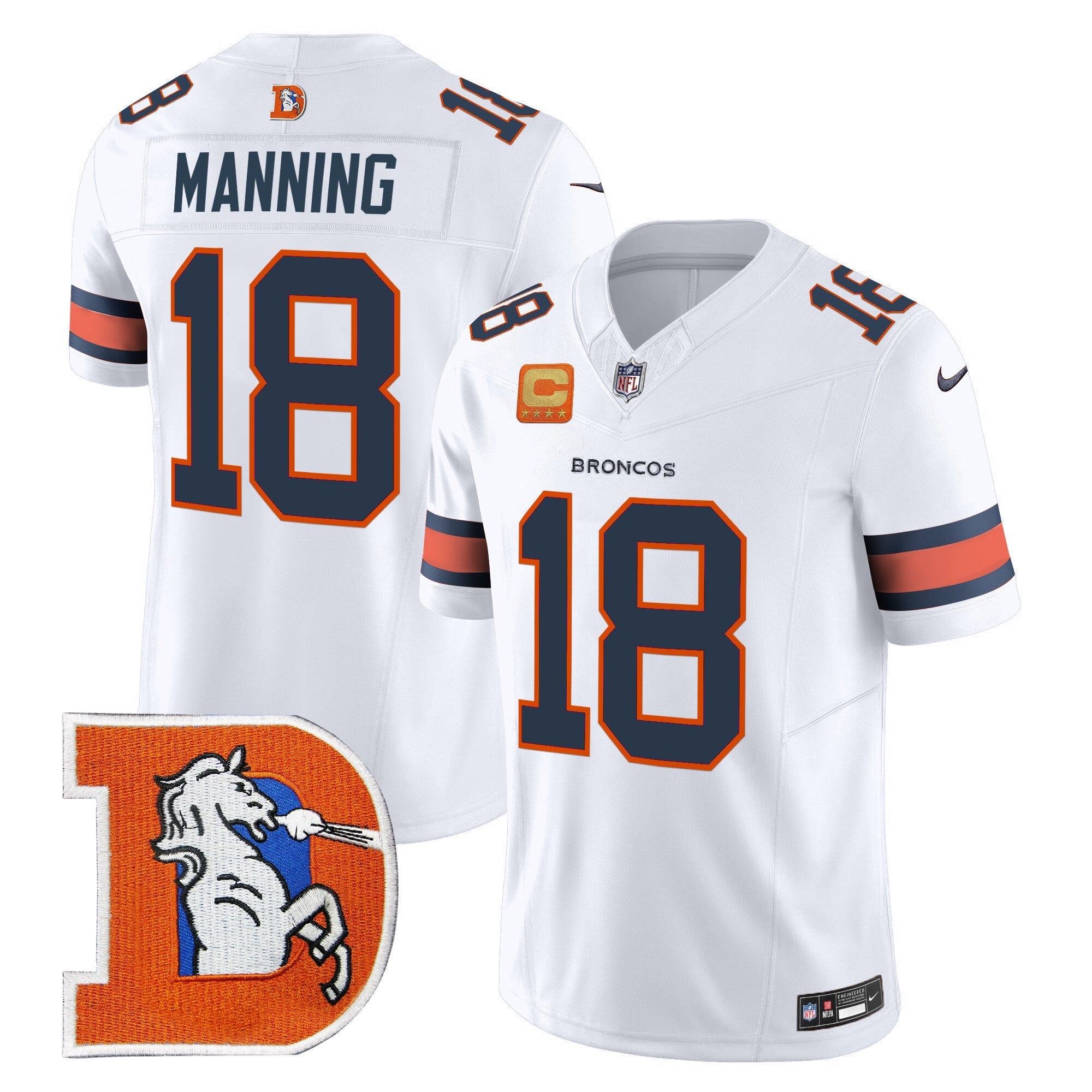 Peyton Manning Denver Broncos Throwback Jersey Stitched - White