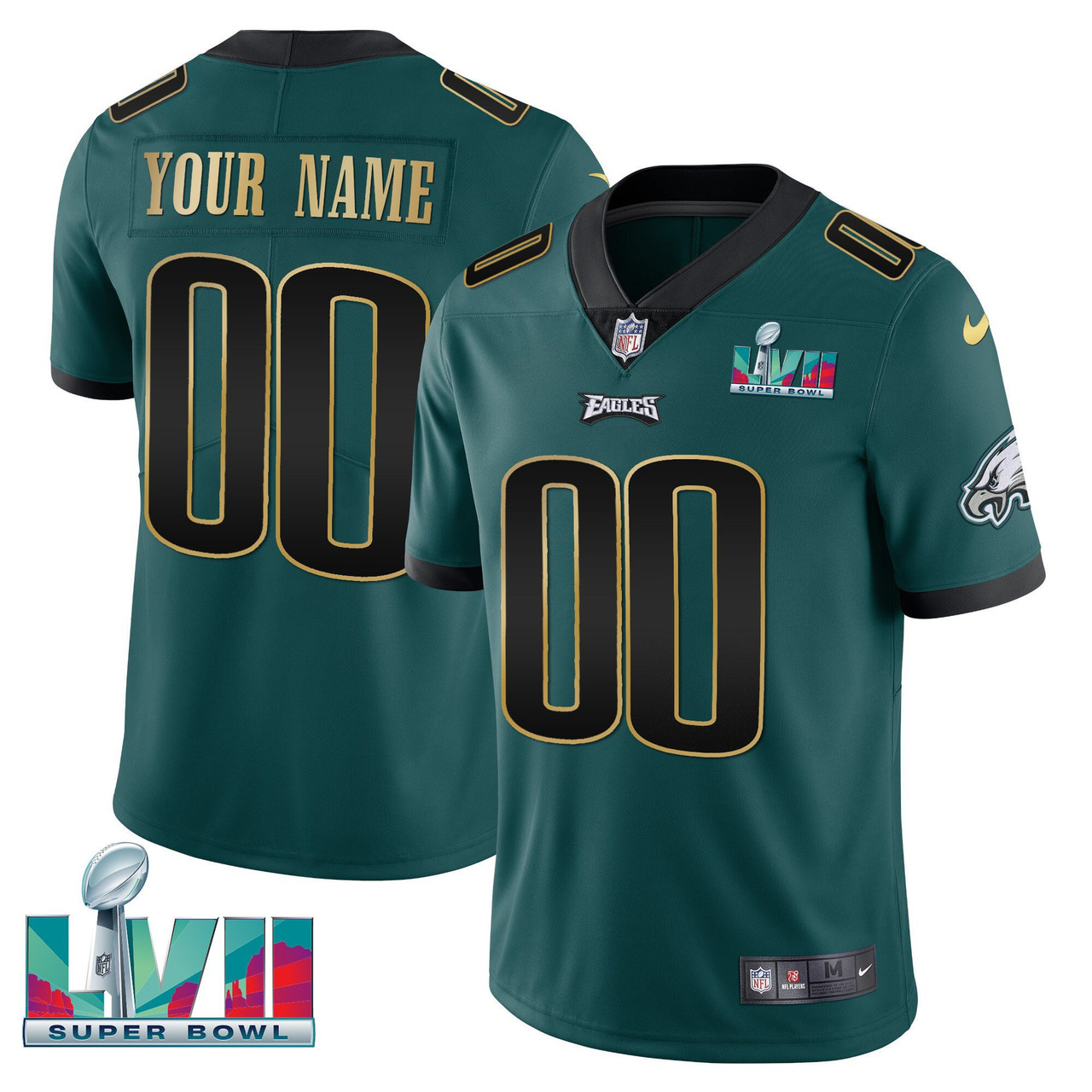Philadelphia Eagles Super Bowl Custom Patch Limited Jersey