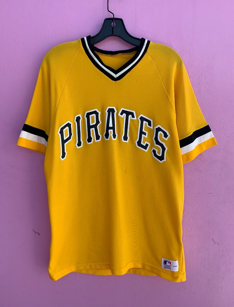 Retro Pittsburgh Pirates Baseball Jersey W/ Faded Letters On Back As-Is