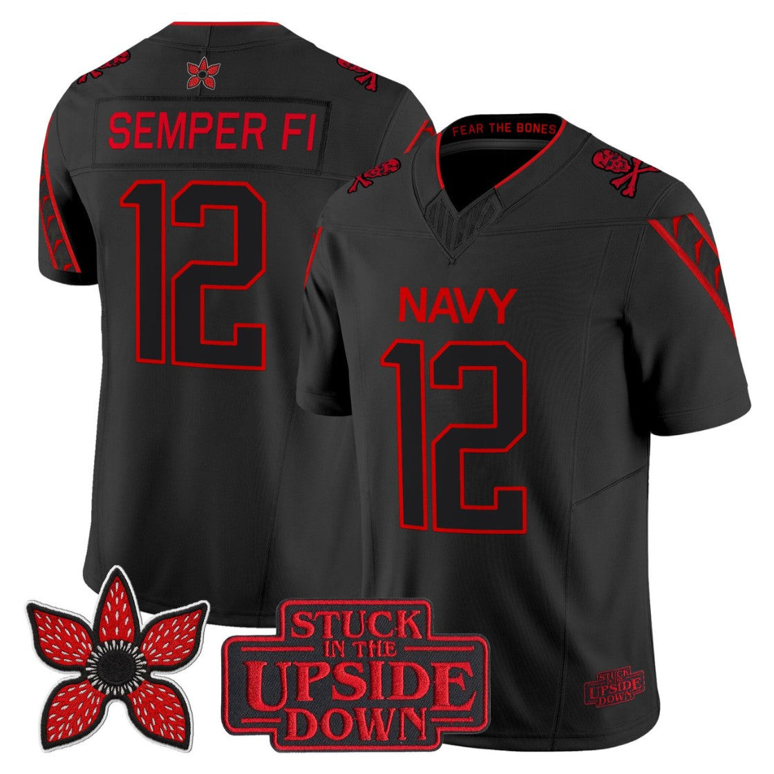 Semper Fi #12 Navy Midshipmen Stranger Things X Jolly Roger Limited Jersey
