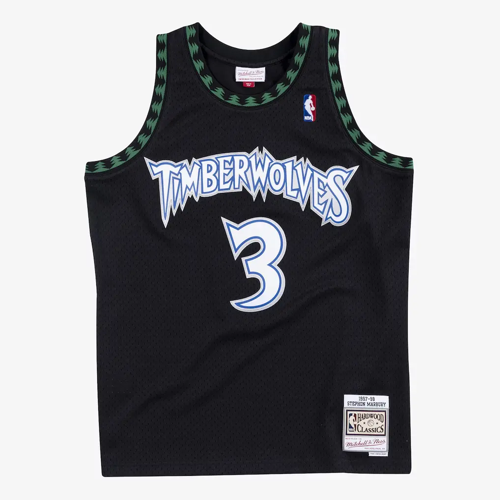 Stephon Marbury Timberwolves 1997-98 Black Jersey Stitched