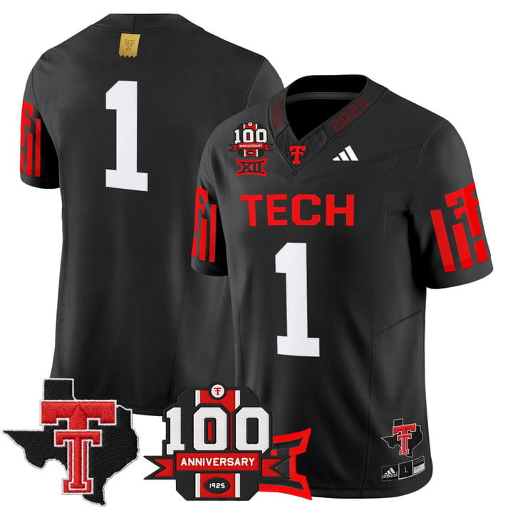 Texas Tech #1 2025 100th Anniversary Patch Limited Team Jersey