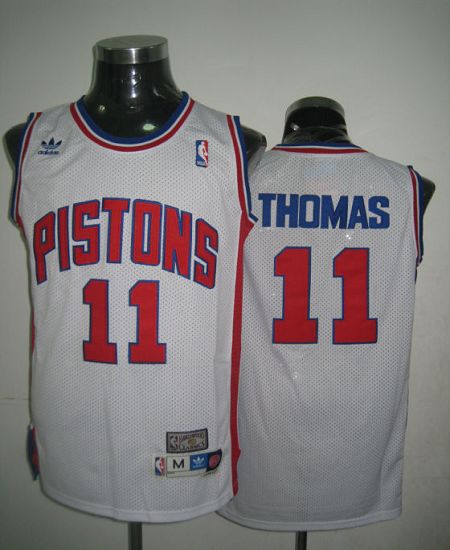 Throwback Pistons #11 Thomas White Jersey
