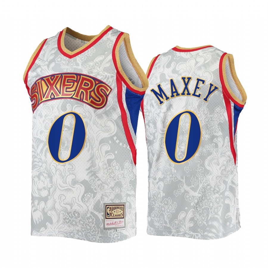 Tyrese Maxey Lunar New Year 2022 Philadelphia 76ers White Jersey Retro