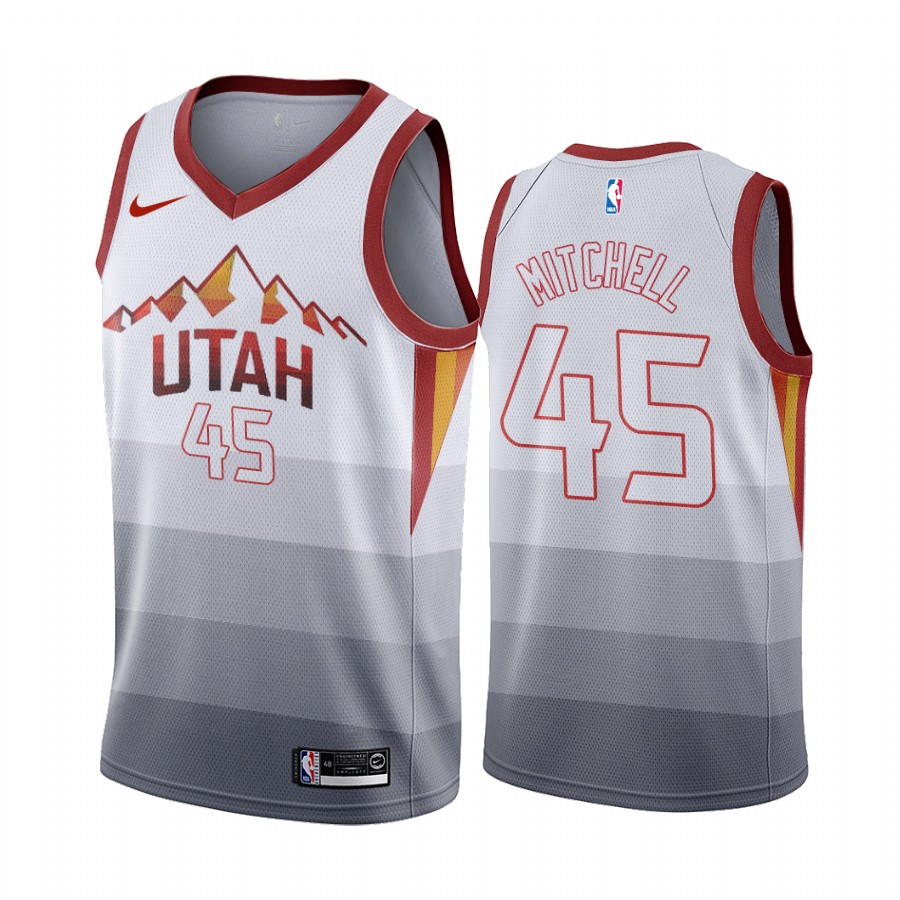 Utah Jazz Donovan Mitchell #45 White Throwback Jersey