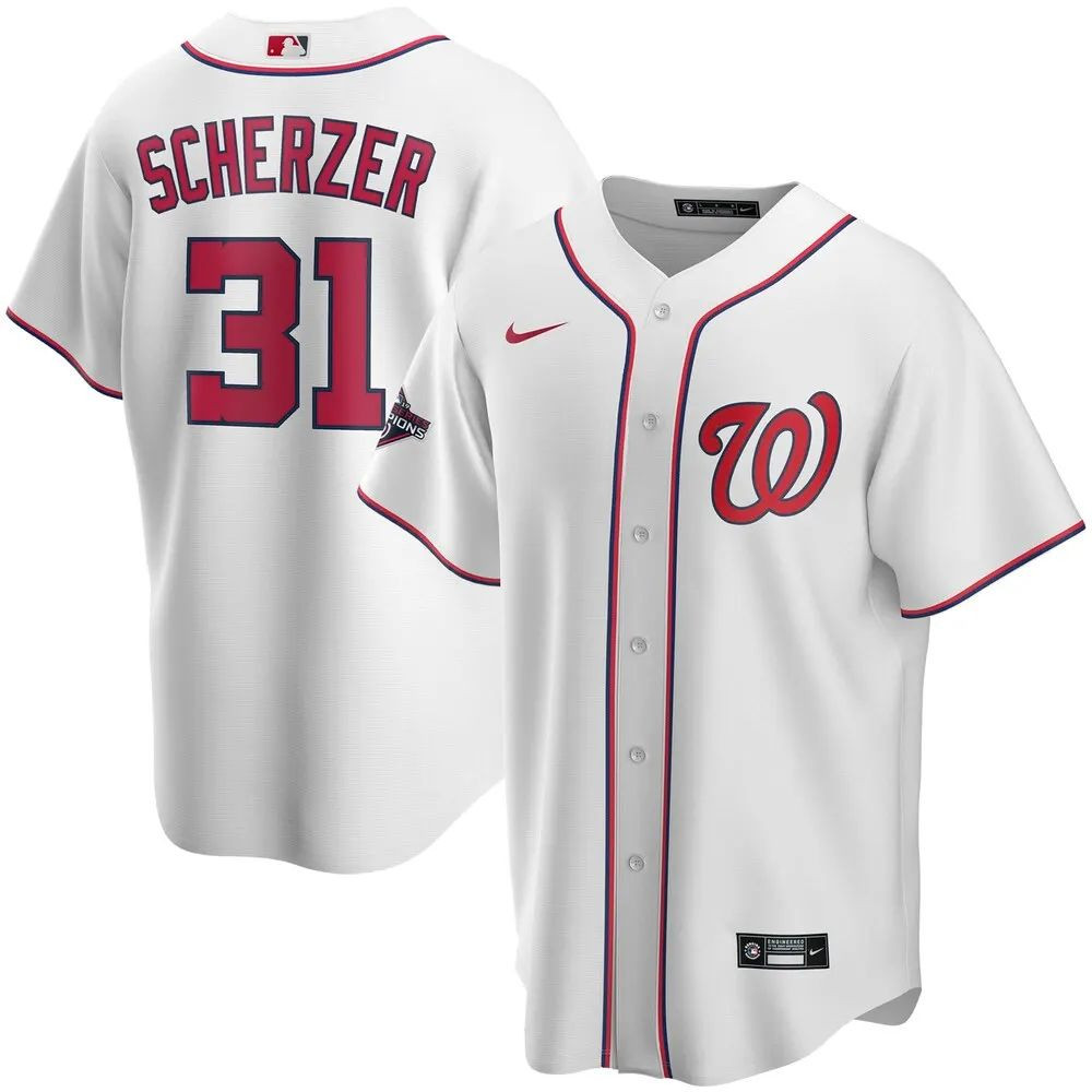 Washington Nationals Max Scherzer White 2019 World Series Champions Home Stadium Jersey
