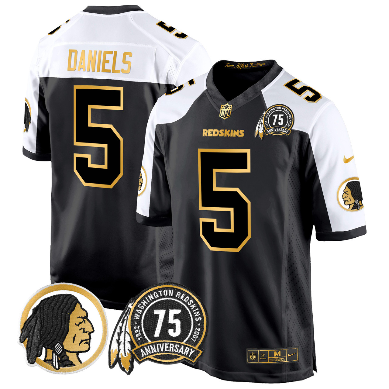 Washington Redskins 75th Patch Throwback Gold Limited Jersey - Edition 1