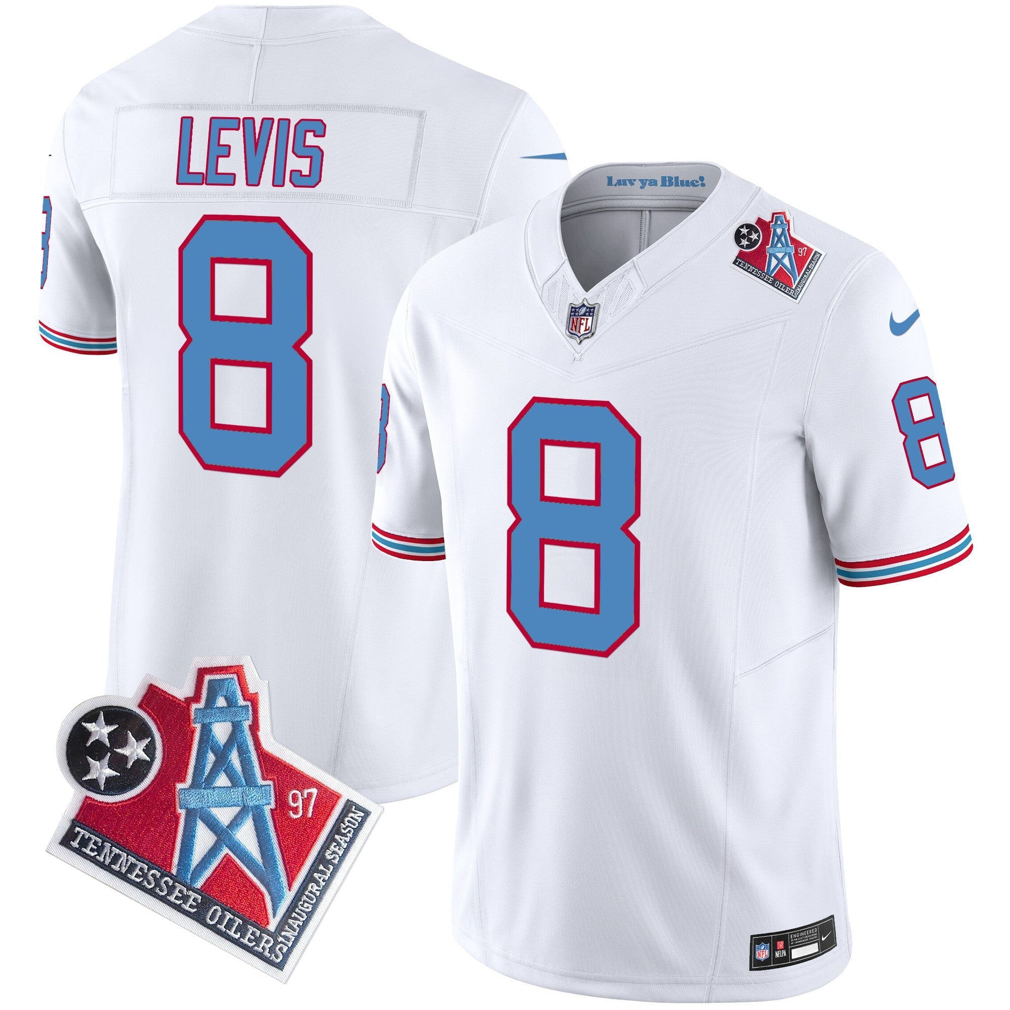 Will Levis Titans 1997 Throwback Jersey Stitched - White