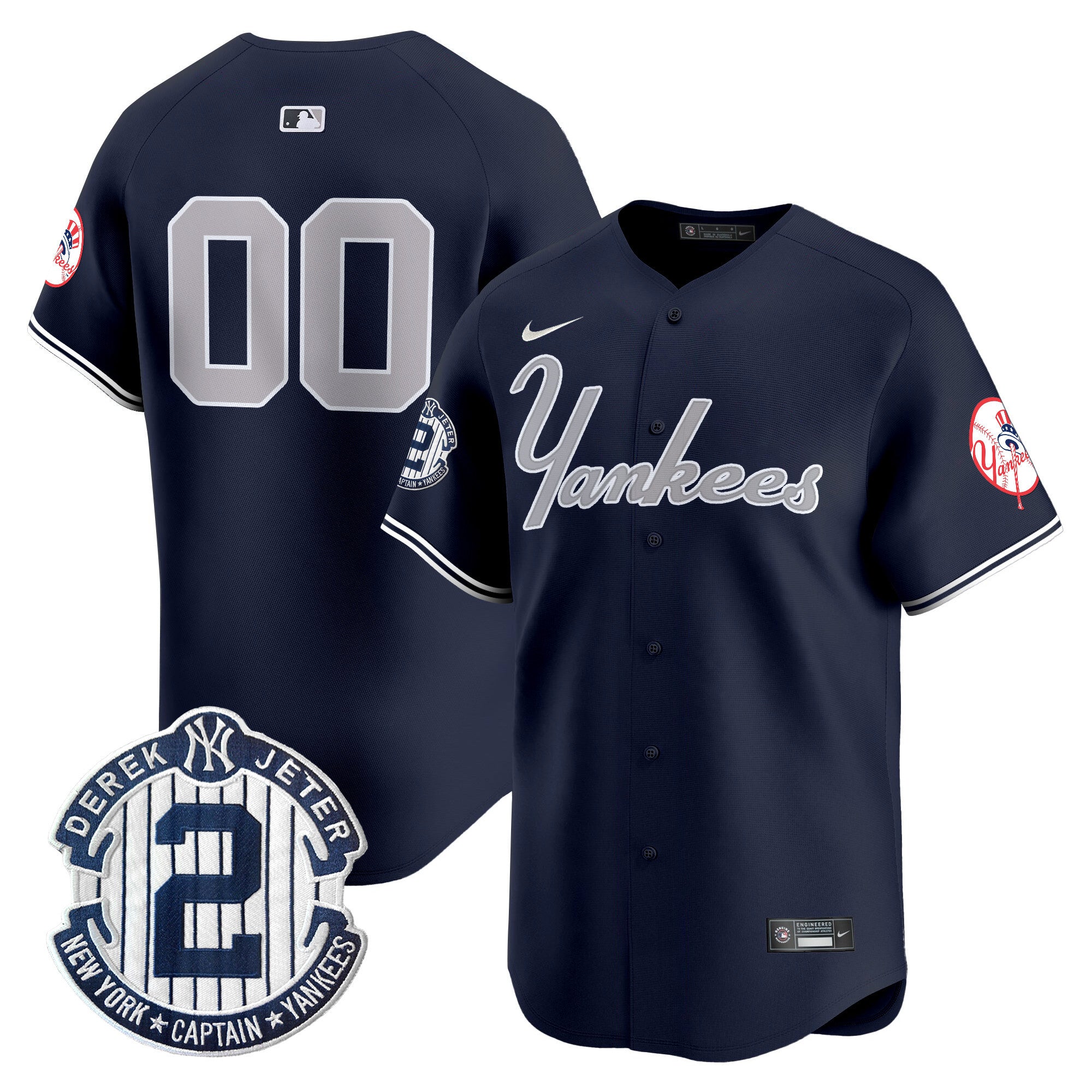 Yankees Throwback Limited Custom Jersey Stitched - Navy